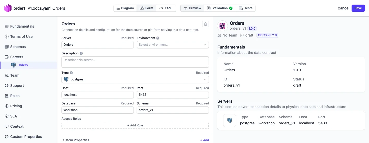 The server tells tools where the data lives